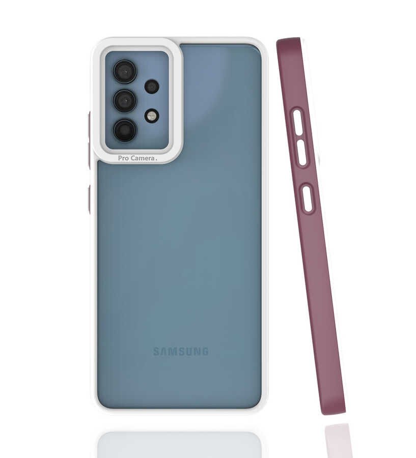 Samsung Galaxy A32 4G Kapak Mat Yüzeyli Kamera Korumalı Renkli Silikon Kılıf (MİMA) Mürdüm