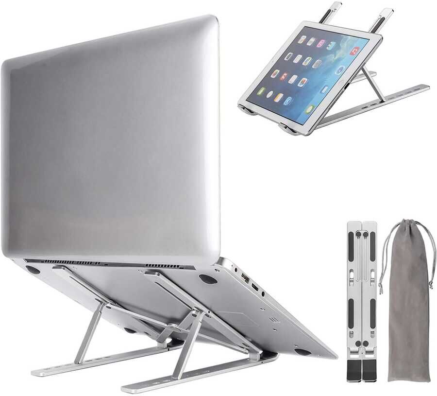 Laptop Standı 6 Kademeli Ayarlanabilir Yükseklik (F1) Gümüş