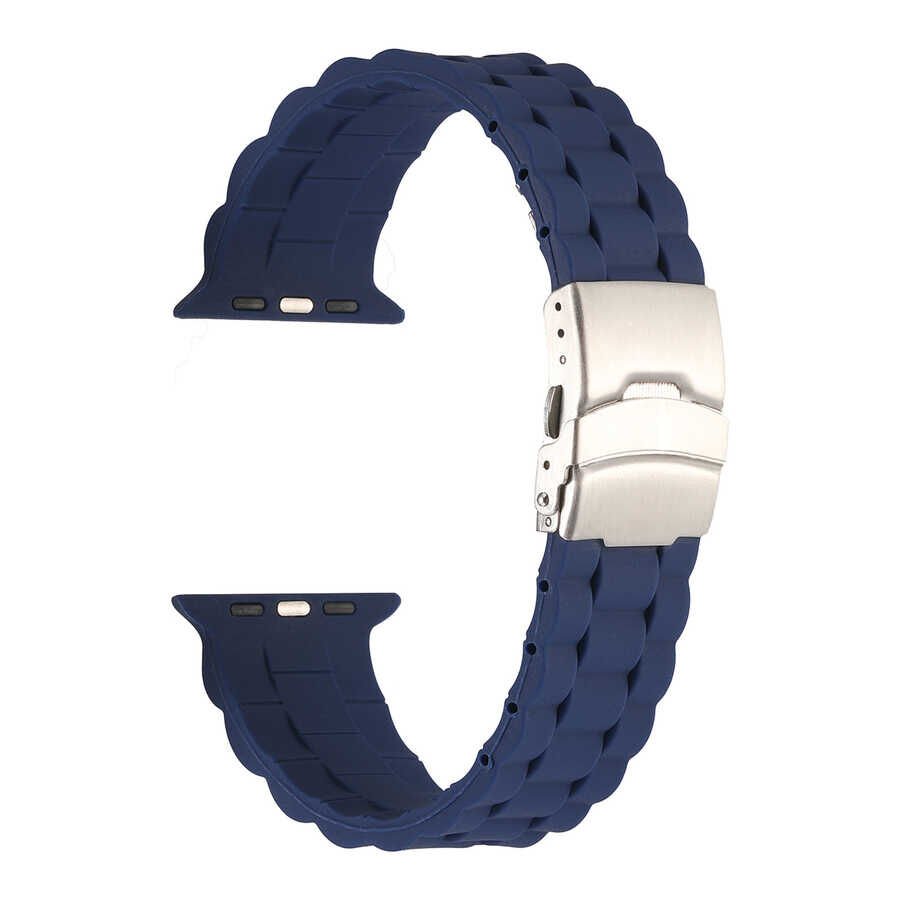 Apple Watch 2/3/4/5/6/7/8/se/ultra/nike 42mm 44mm 45mm 49mm Silikon Kordon Tasarım (KRD-72) Gri