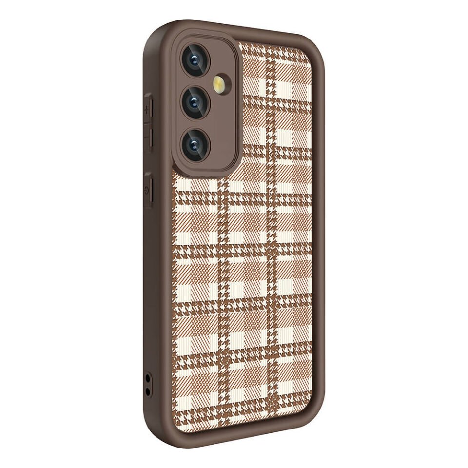 Samsung Galaxy S24 Kılıf Kamera Korumalı Baskılı Arka Yüzey Kapak (Klas) Açık Kahve