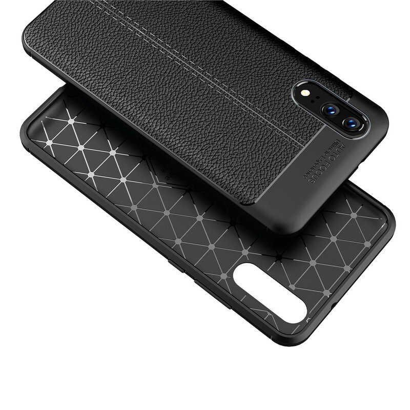 Huawei P20 Kılıf Deri Görünümlü Renk Atmayan Dayanaklı Silikon Kapak (NİSS) Kırmızı