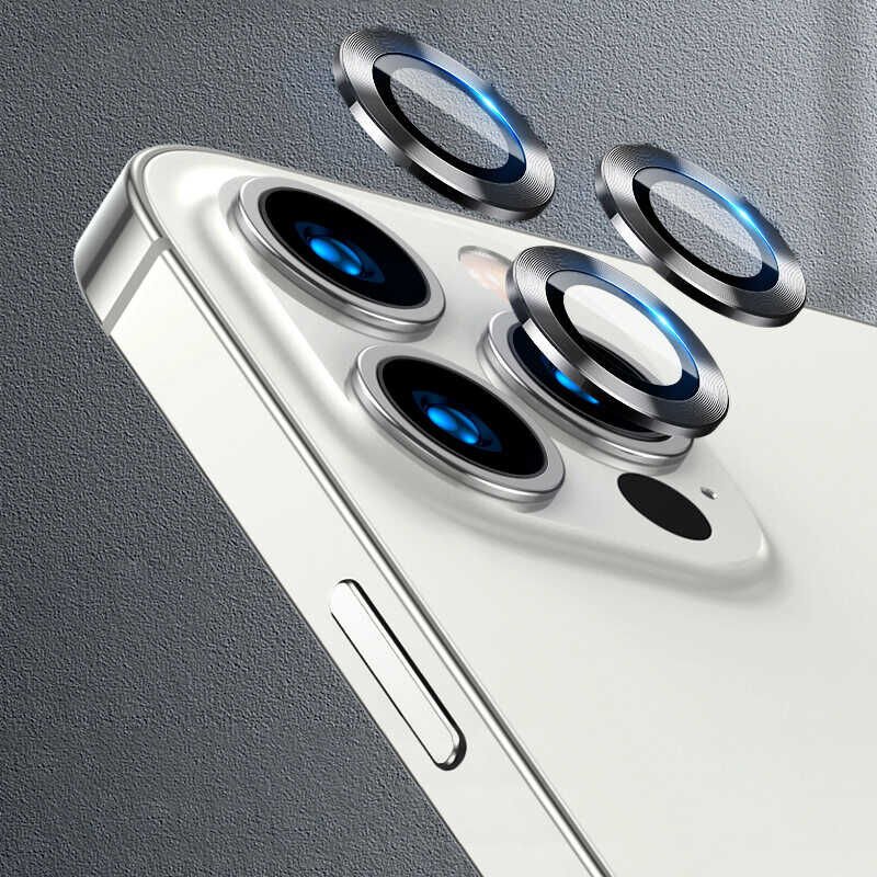 Apple iPhone 13 Pro Kamera Lens Koruyucu Renkli Tasarım Kolay Takma Aparatlı (CL-07) Koyu Gri