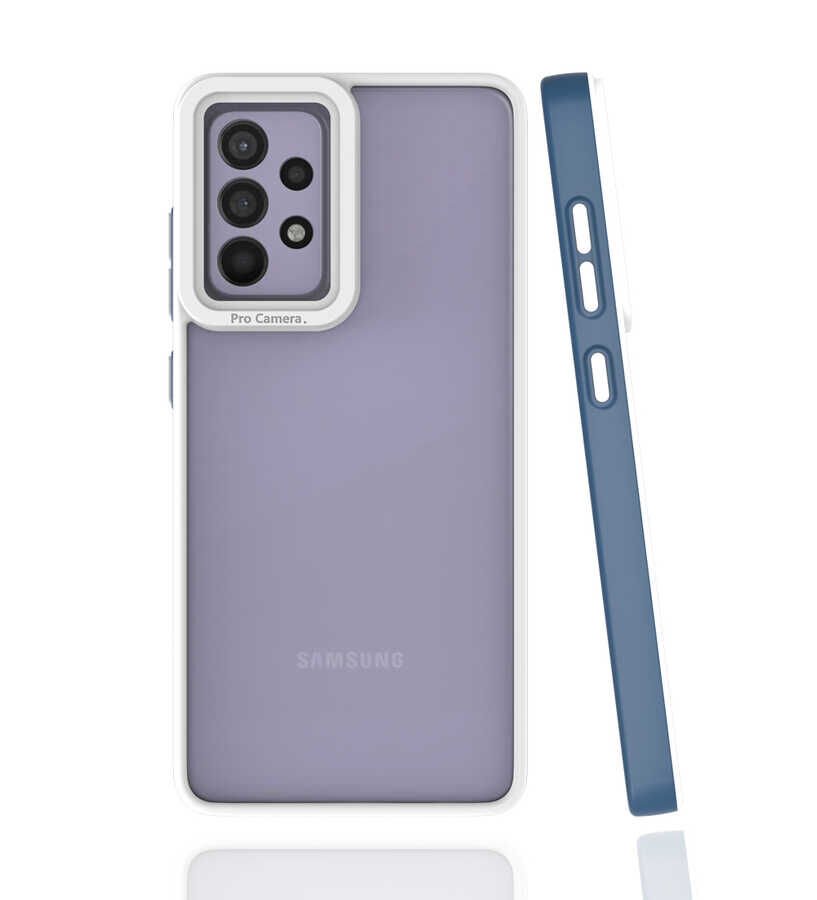Samsung Galaxy A52 Kapak Mat Yüzeyli Kamera Korumalı Renkli Silikon Kılıf (MİMA) Lacivert