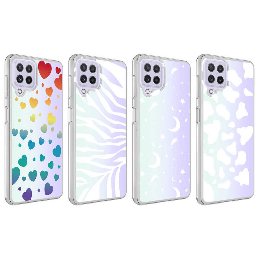 Samsung Galaxy M32 Kılıf HEPTEKİLETİŞİM M-Blue Desenli Kapak