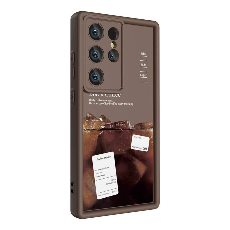 Samsung Galaxy S23 Ultra Kılıf Kamera Korumalı Baskılı Arka Yüzey Kapak (Klas) Koyu Kahve
