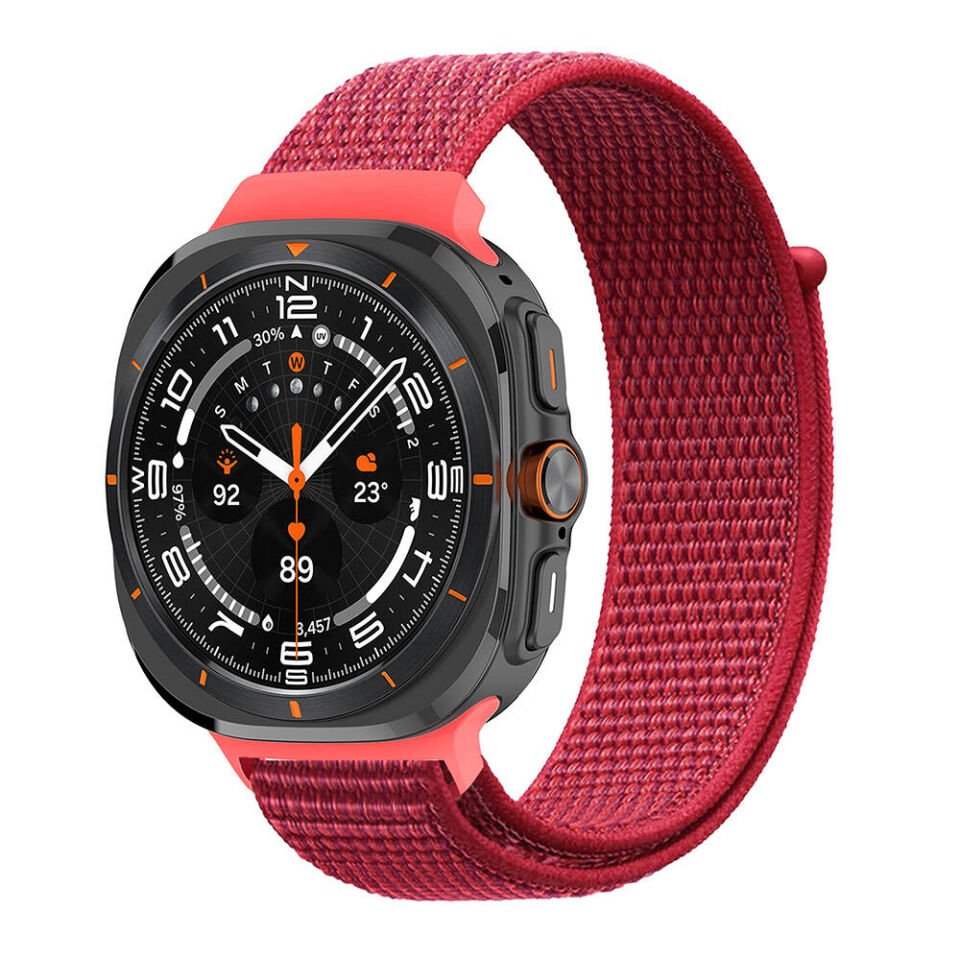 Samsung Galaxy Watch Ultra 47mm Hasır Kordon Kaliteli Tasarım (KRD-03) Yeşil-Turuncu