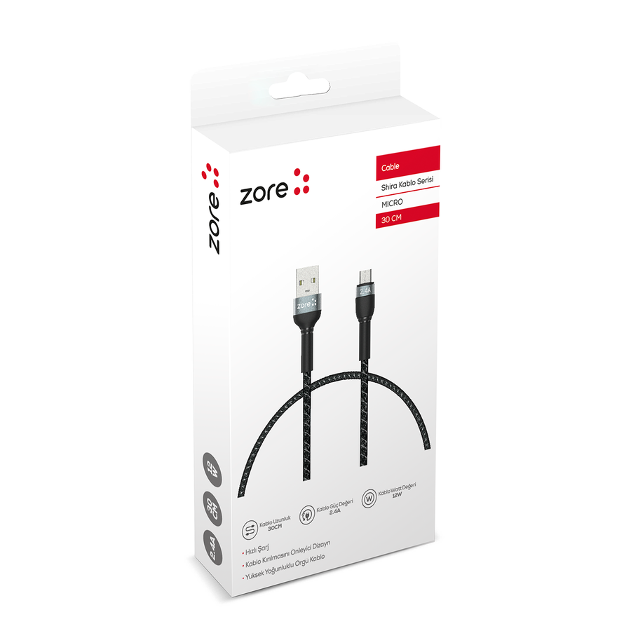 HEPTEKİLETİŞİM Shira Serisi Micro USB Kablo 30cm