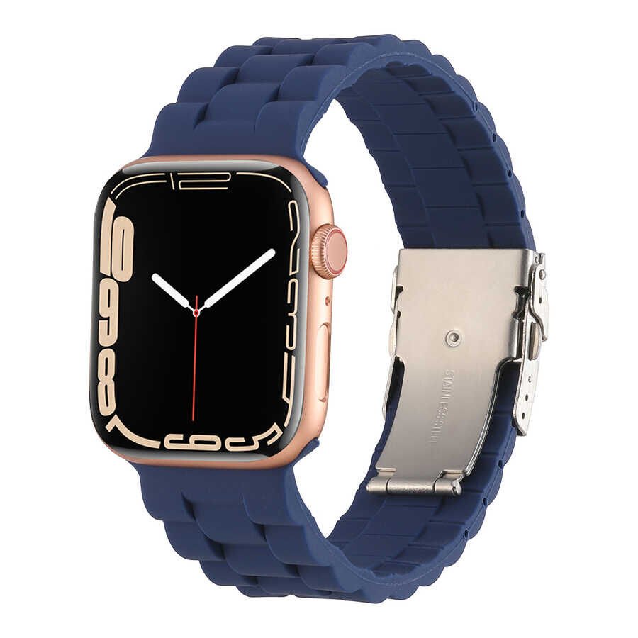 Apple Watch 2/3/4/5/6/7/8/se/ultra/nike 42mm 44mm 45mm 49mm Silikon Kordon Tasarım (KRD-72) Pembe