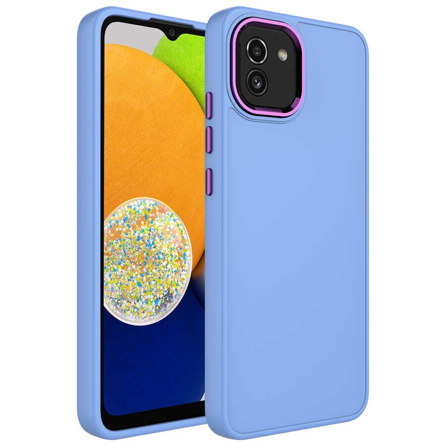Samsung Galaxy A03 Kılıf Metal Çerçeve ve Buton Tasarımlı Silikon HEPTEKİLETİŞİM Luna Kapak