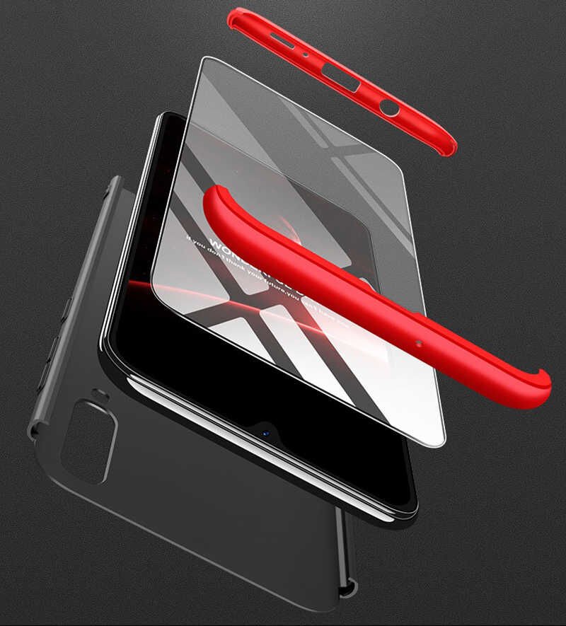 Samsung Galaxy A20S Kılıf 360 Tam Koruma Ön Ve Arka Sert Mika Kapak Orjinal Ays Gkk Kapak Siyah-Mavi