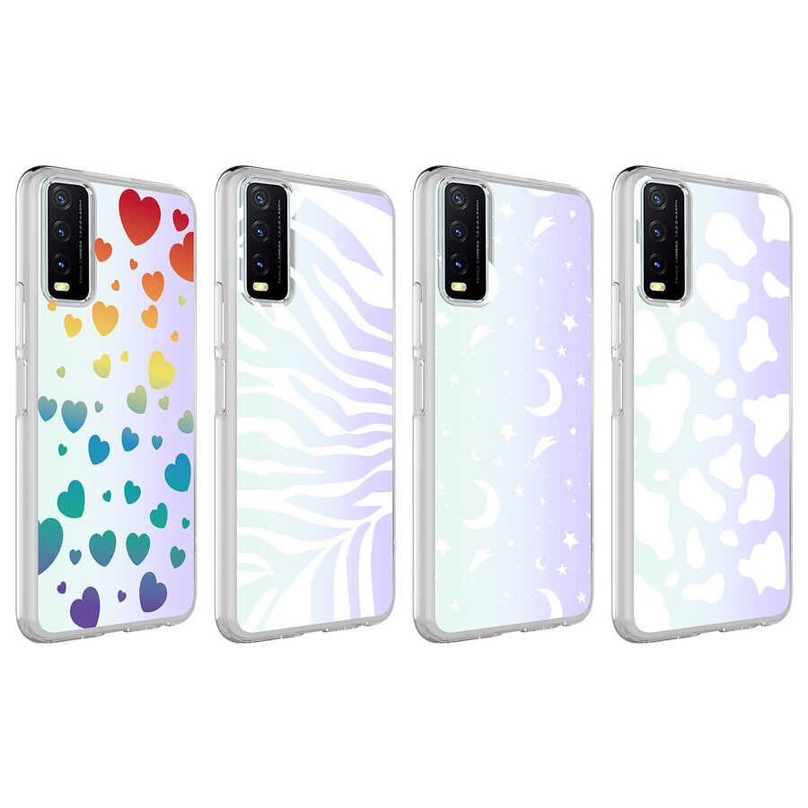 Vivo Y20 Kılıf HEPTEKİLETİŞİM M-Blue Desenli Kapak