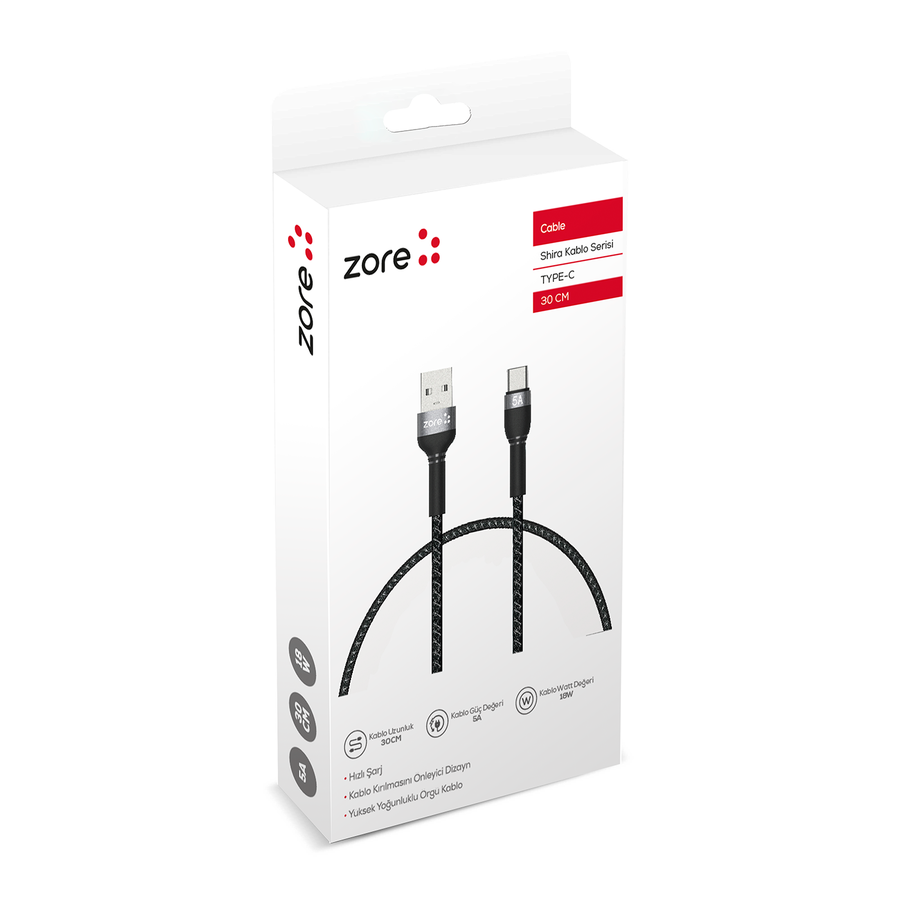 HEPTEKİLETİŞİM Shira Serisi Type-C USB Kablo 30cm