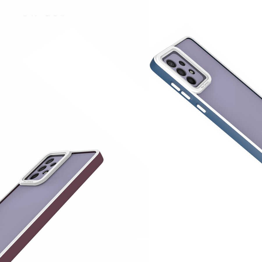 Samsung Galaxy A52 Kapak Mat Yüzeyli Kamera Korumalı Renkli Silikon Kılıf (MİMA) Mürdüm