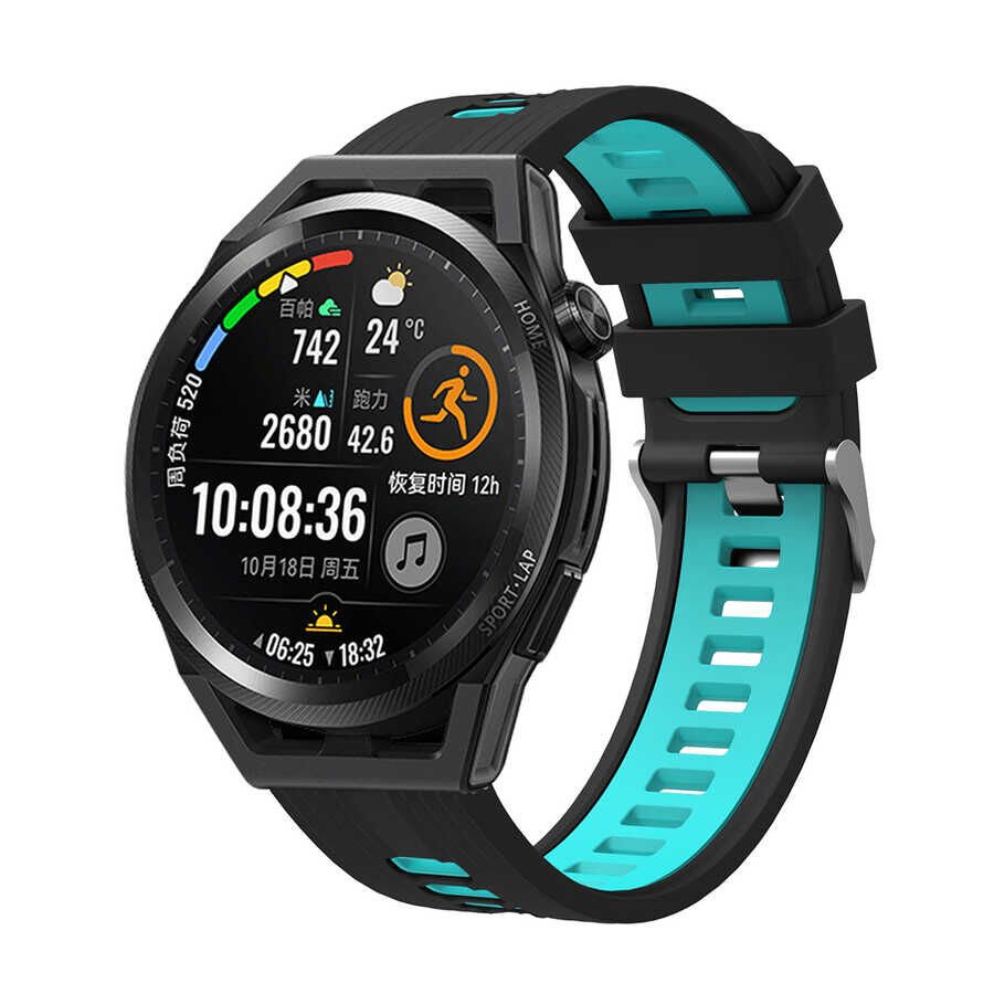 Samsung Gear S2 Silikon Kordon Esnek Yapılı Tasarım (KRD-55) Siyah-Mavi
