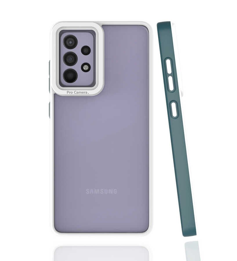 Samsung Galaxy A52 Kapak Mat Yüzeyli Kamera Korumalı Renkli Silikon Kılıf (MİMA) Koyu Yeşil