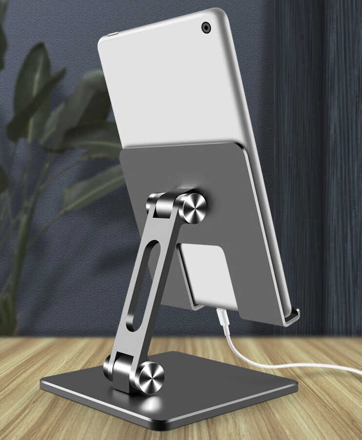 Tablet Standı Metal Alaşım Gövde ve Ayak Malzemesi (MS-134) Gri