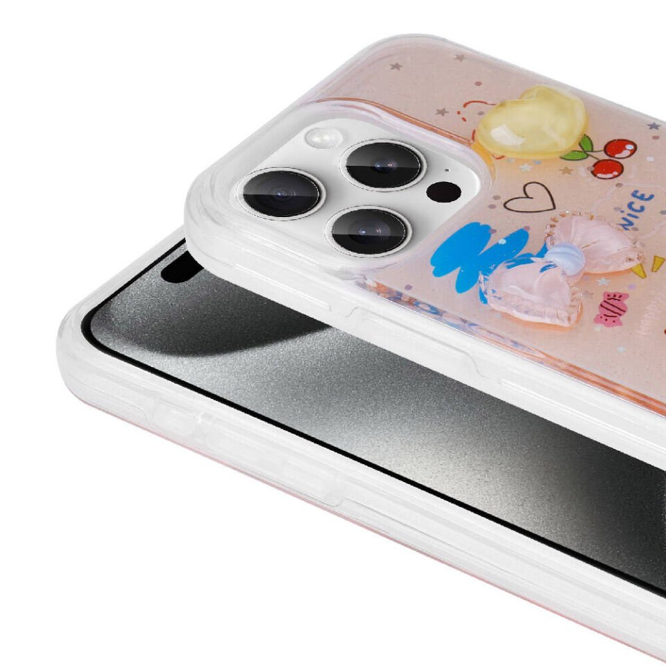 Apple iPhone 15 Pro Kılıf Kabartma Figürlü Parlak HEPTEKİLETİŞİM Minimini Silikon Kapak