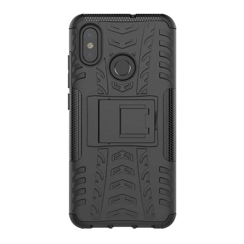 Xiaomi Mi 6X Kılıf Standlı Korunaklı Silikon Kapak (hibrit) Siyah