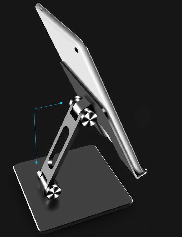 Tablet Standı Metal Alaşım Gövde ve Ayak Malzemesi (MS-134) Gümüş