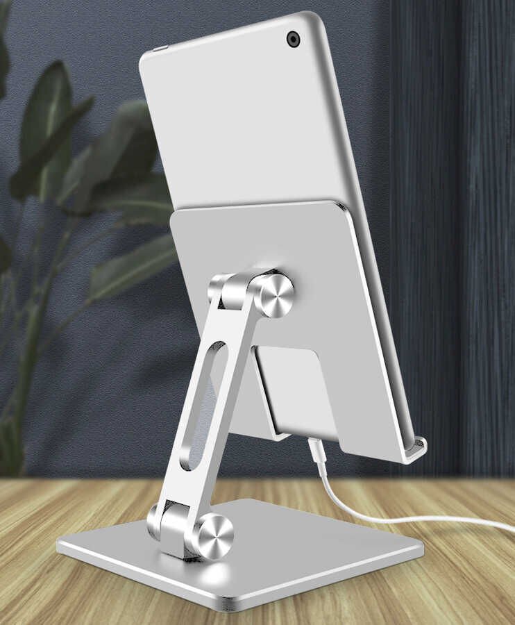 Tablet Standı Metal Alaşım Gövde ve Ayak Malzemesi (MS-134) Gümüş