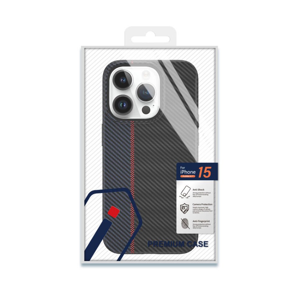 Apple iPhone 15 Plus Kılıf Wiwu LCC-107 Karbon Fiber Magsafe Şarj Özellikli Kamera Korumalı Kabon Kapak