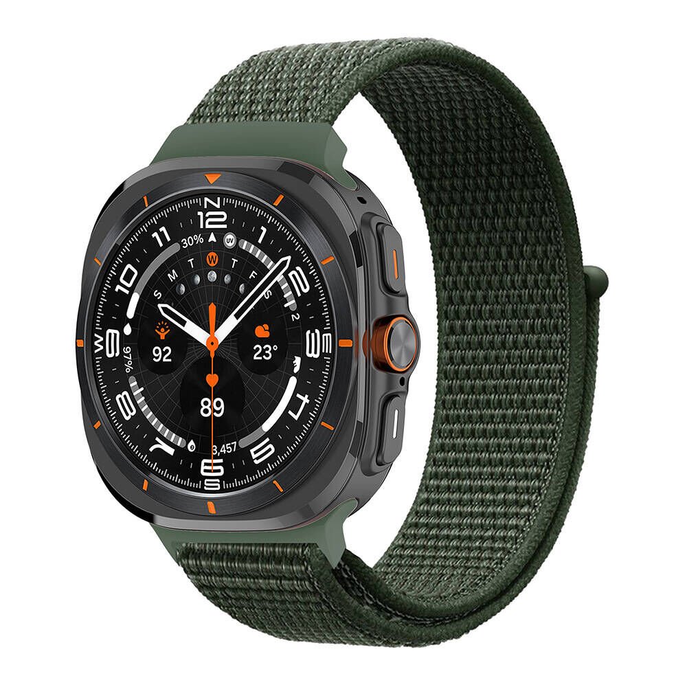 Samsung Galaxy Watch Ultra 47mm Hasır Kordon Kaliteli Tasarım (KRD-03) Koyu Yeşil
