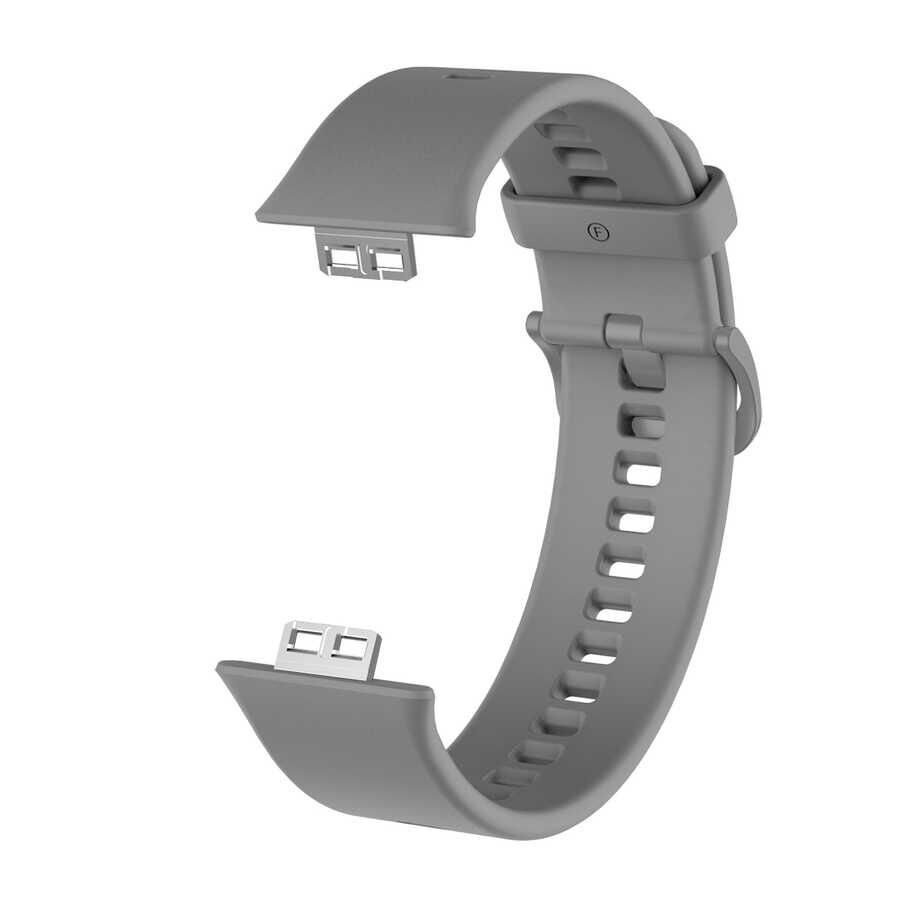 Huawei Watch Fit Silikon Kordon Soft ve Pürüzsüz Yüzey Tasarımlı (KRD-43) Gri
