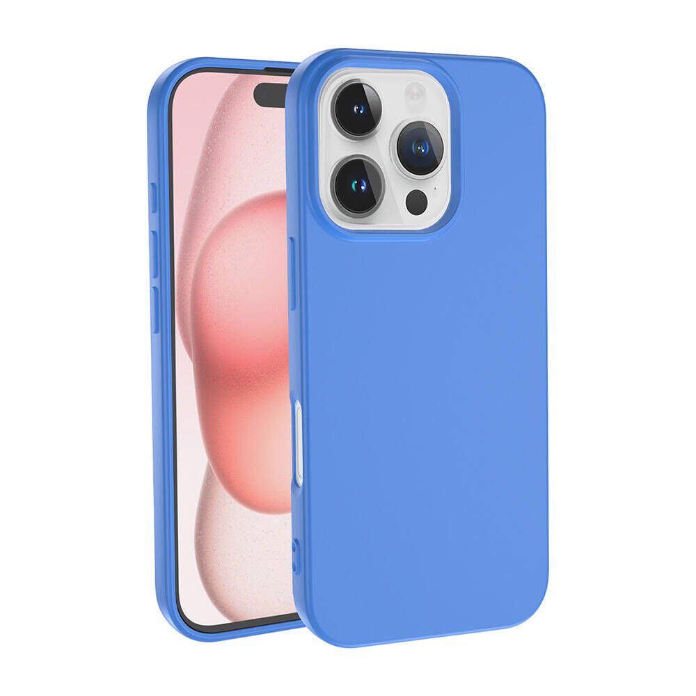Apple iPhone 16 Pro Max Kılıf Lansman İçi Kadife Soft Yumuşak Dokulu Liquid Silikon Kapak (LSR) Mavi
