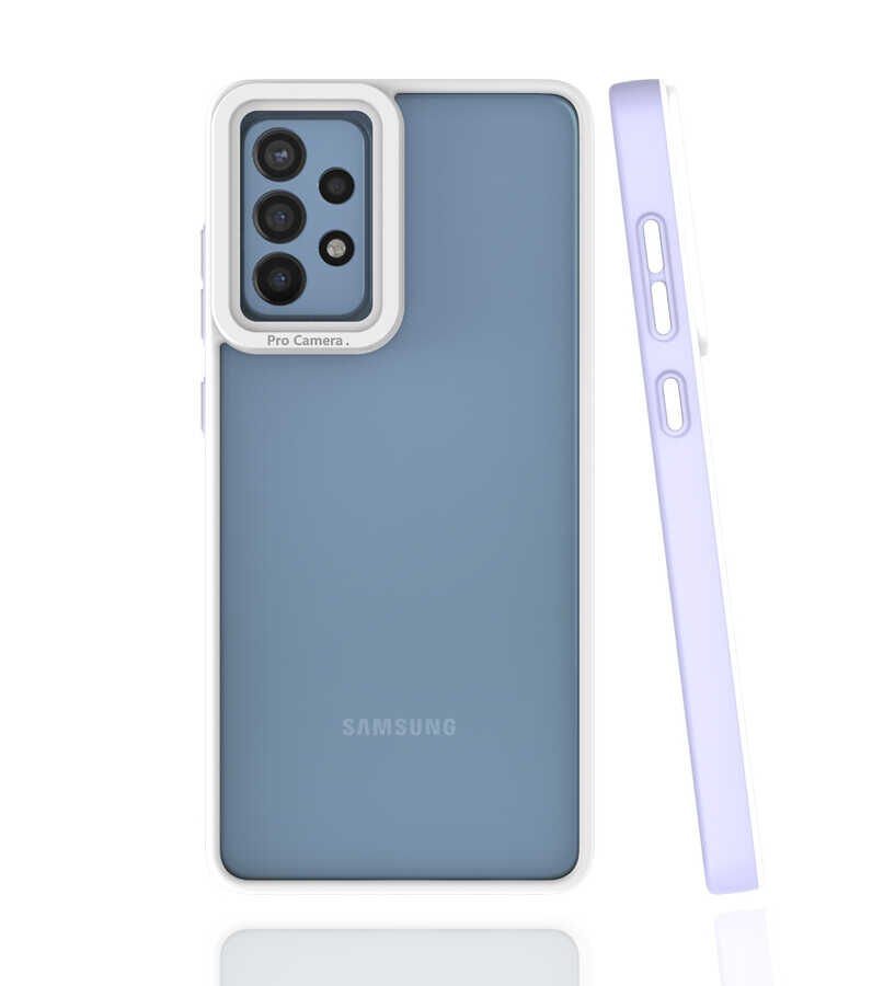 Samsung Galaxy A72 Kapak Mat Yüzeyli Kamera Korumalı Renkli Silikon Kılıf (MİMA) Lila