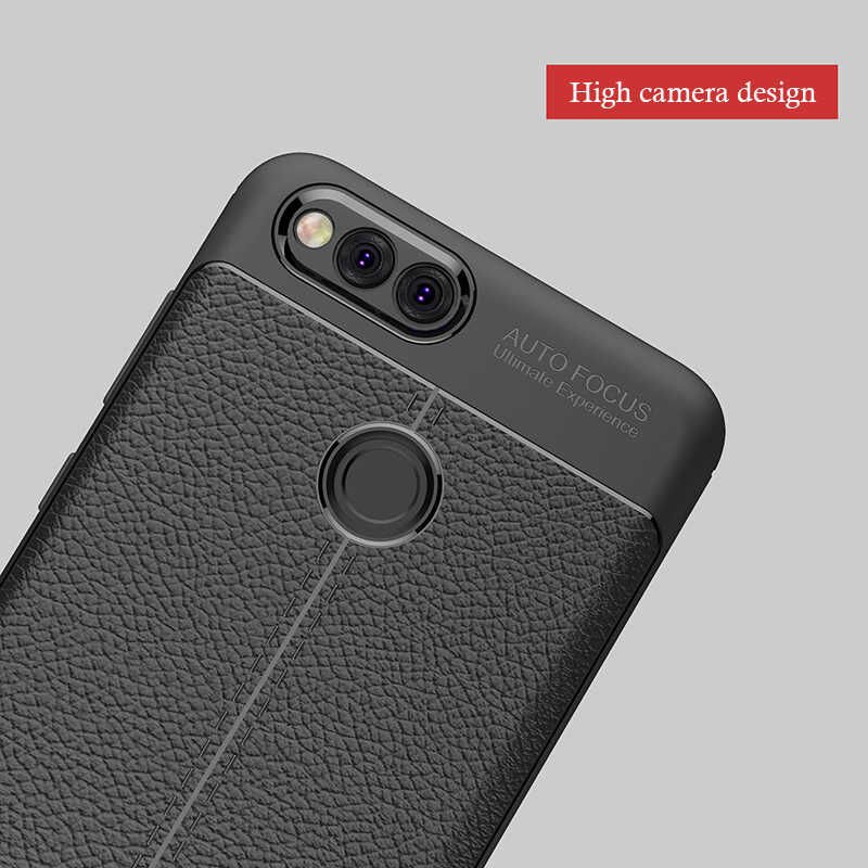 Huawei Honor 7X Kılıf Deri Görünümlü Renk Atmayan Dayanaklı Silikon Kapak (NİSS) Kırmızı