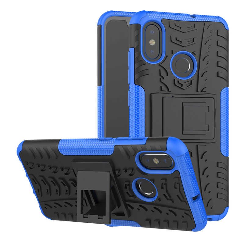 Xiaomi Mi 6X Kılıf Standlı Korunaklı Silikon Kapak (hibrit) Mavi
