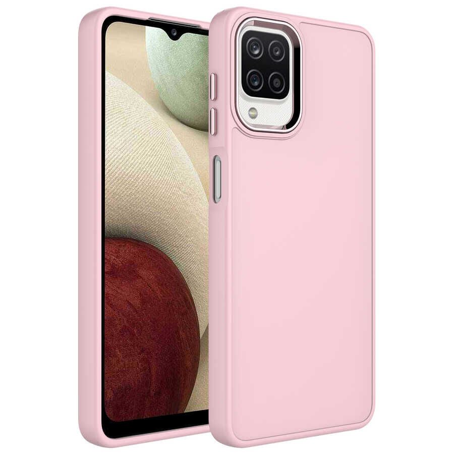 Samsung Galaxy A22 4G Kılıf Metal Çerçeve ve Buton Tasarımlı Silikon HEPTEKİLETİŞİM Luna Kapak
