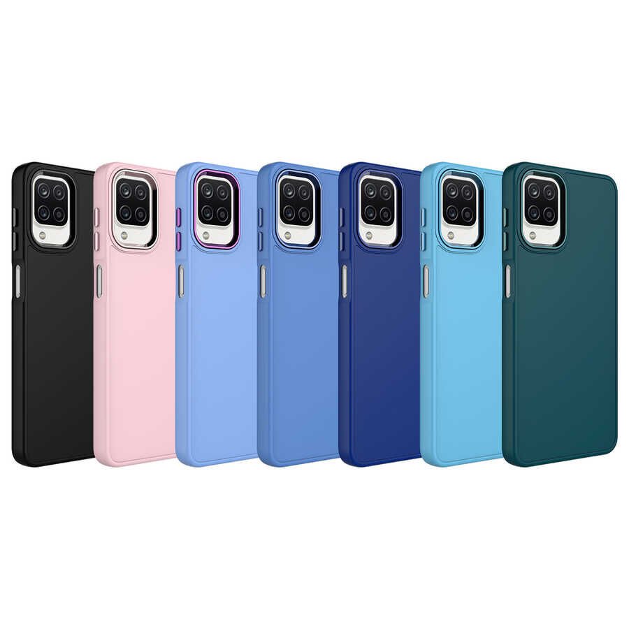 Samsung Galaxy A22 4G Kılıf Metal Çerçeve ve Buton Tasarımlı Silikon HEPTEKİLETİŞİM Luna Kapak