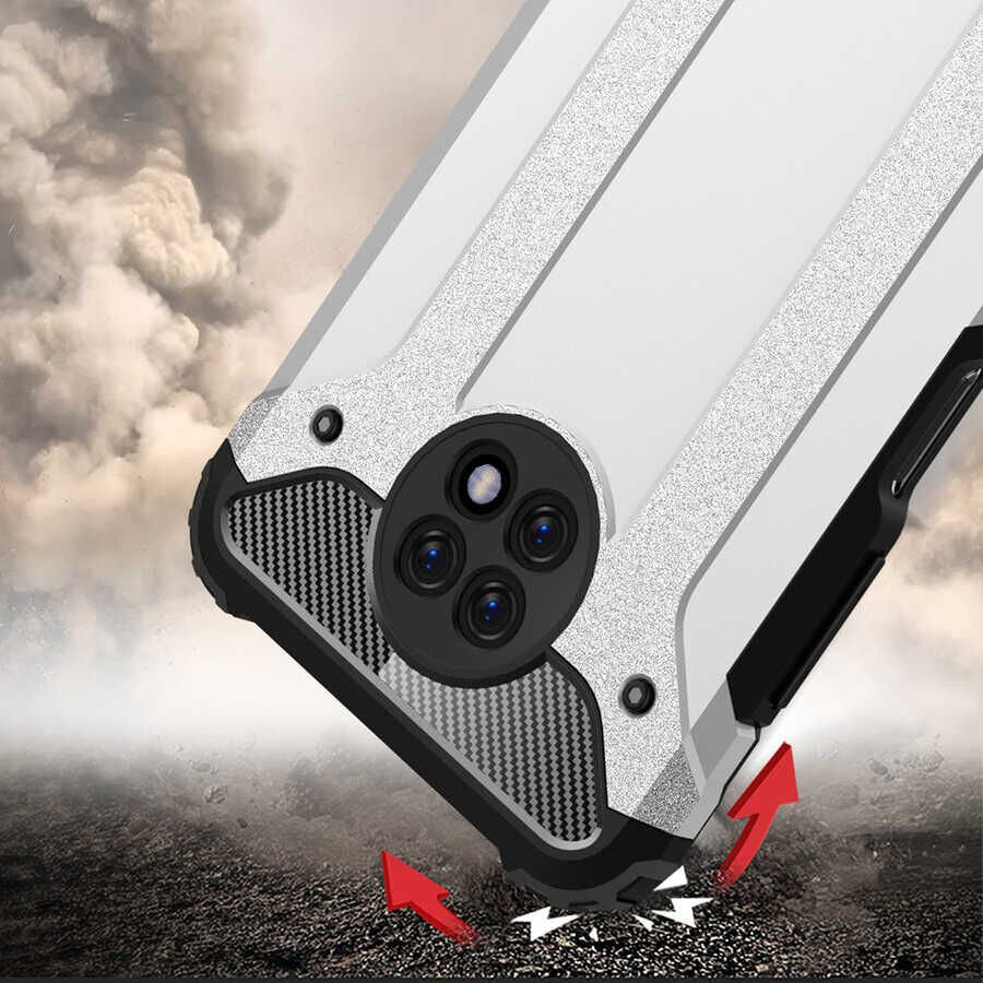 Xiaomi Redmi Note 9 5G Kılıf Armor Köşe Korumalı Çift Katman Tank Zırh Kapak (CRASH) Rose Gold