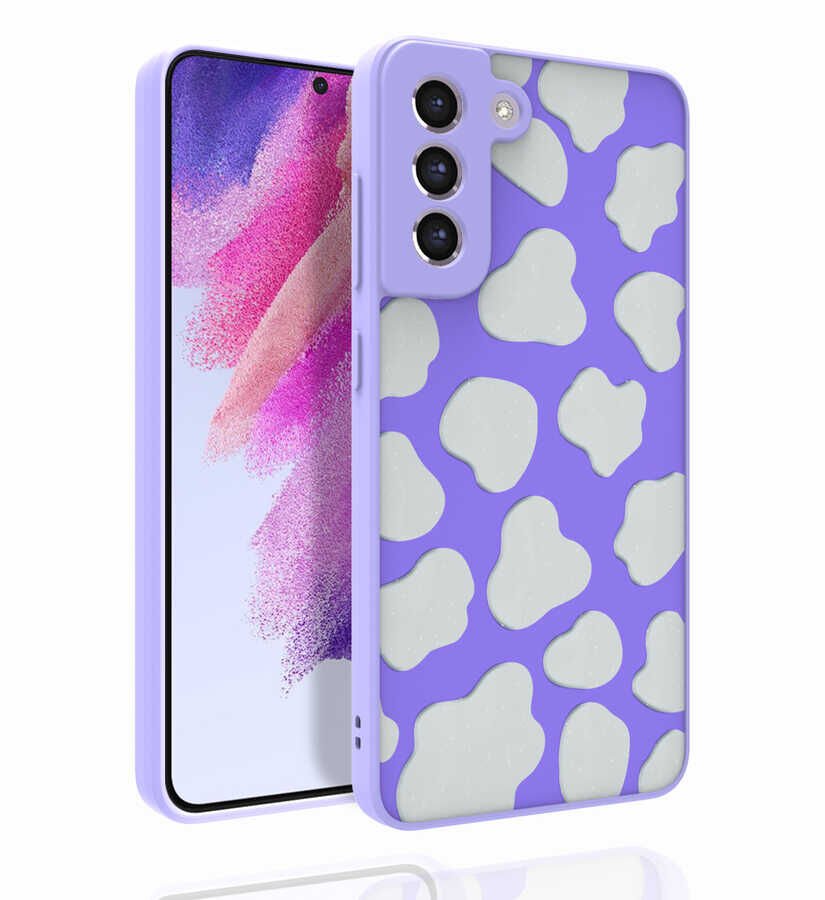 Samsung Galaxy S21 FE Kılıf Kabartmalı Kamera Korumalı Desenli Darbe Emici Renkli Kapak (Nora) NO6