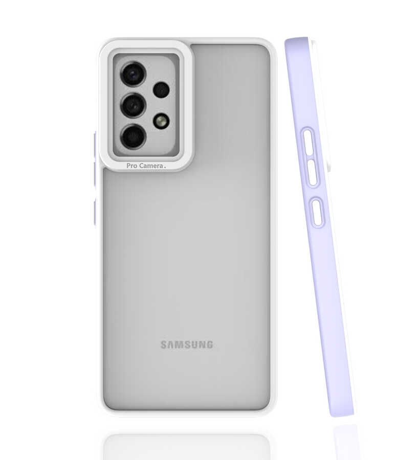 Samsung Galaxy A53 5G Kapak Mat Yüzeyli Kamera Korumalı Renkli Silikon Kılıf (MİMA) Lila