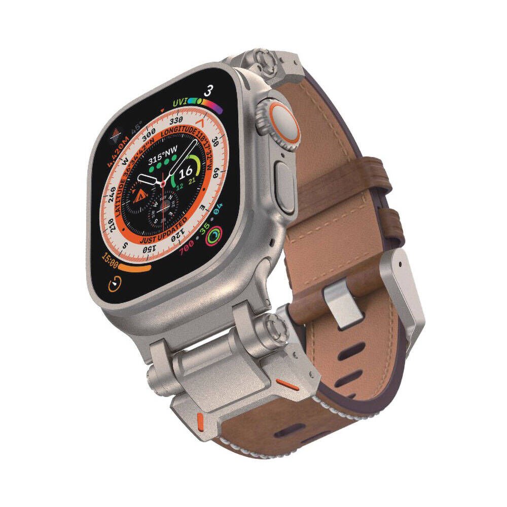 Apple Watch 42mm HEPTEKİLETİŞİM KRD-114 Metal Başlıklı Suni Deri Kordon
