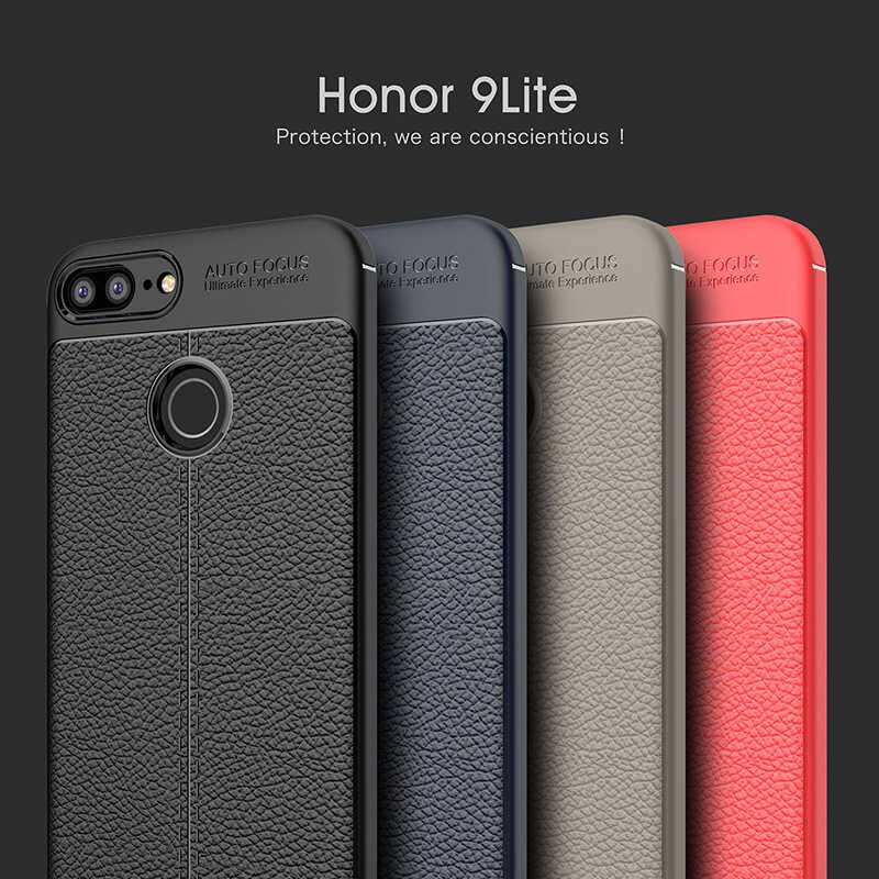 Huawei Honor 9 Lite Kılıf Deri Görünümlü Renk Atmayan Dayanaklı Silikon Kapak (NİSS) Lacivert