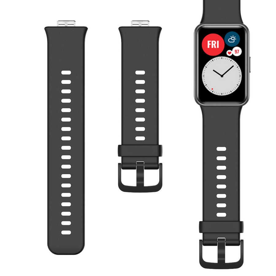 Huawei Watch Fit Silikon Kordon Soft ve Pürüzsüz Yüzey Tasarımlı (KRD-43) Sarı