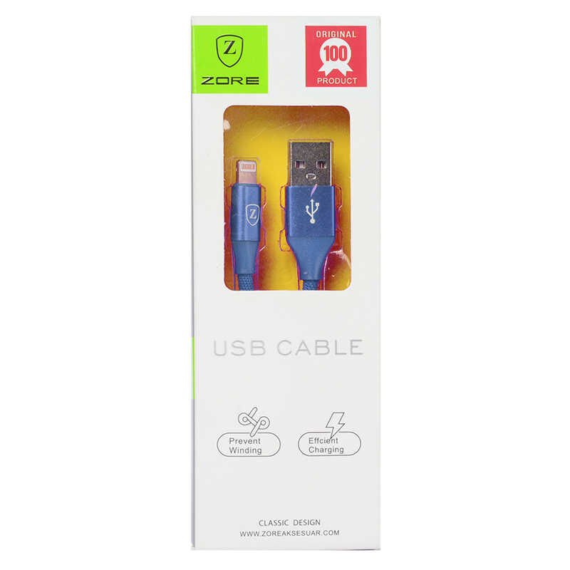 Metal Uçlu Lightning Usb Kablo Mavi