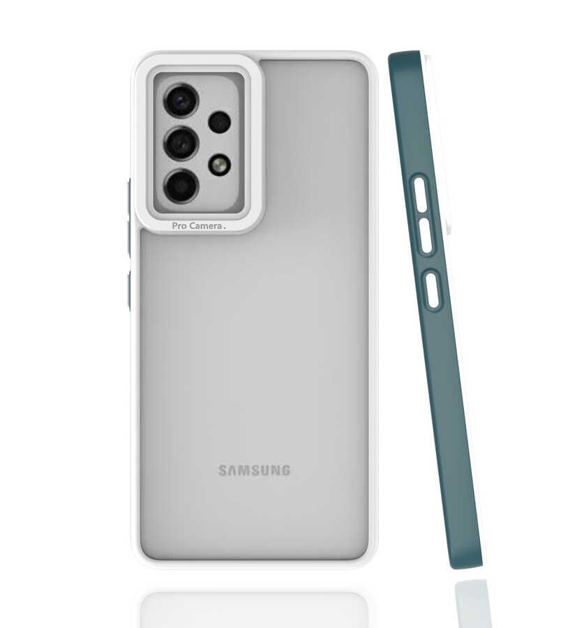 Samsung Galaxy A53 5G Kapak Mat Yüzeyli Kamera Korumalı Renkli Silikon Kılıf (MİMA) Koyu Yeşil