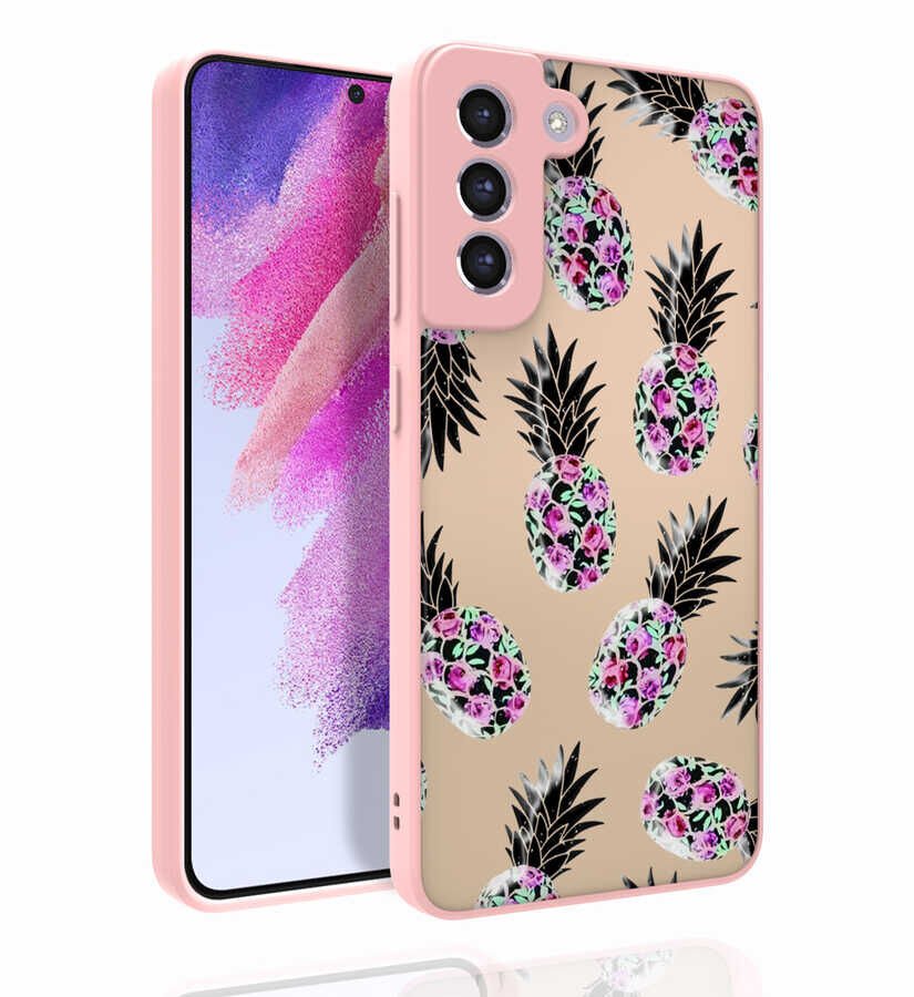 Samsung Galaxy S21 FE Kılıf Kabartmalı Kamera Korumalı Desenli Darbe Emici Renkli Kapak (Nora) NO1