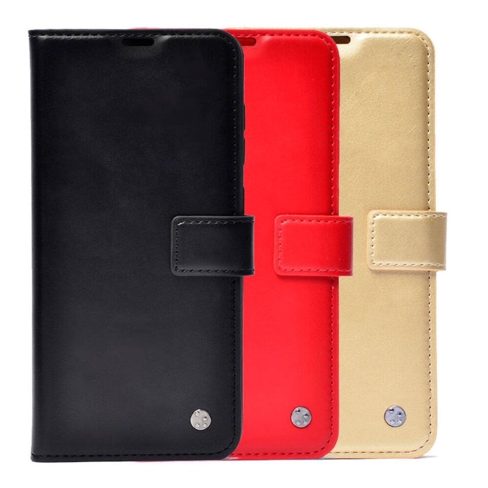 Reeder S19 Max Pro S Zoom Kılıf Pu Deri Kapaklı Standlı Kartlıklı Bölmeli Deluxe Cüzdan Kırmızı