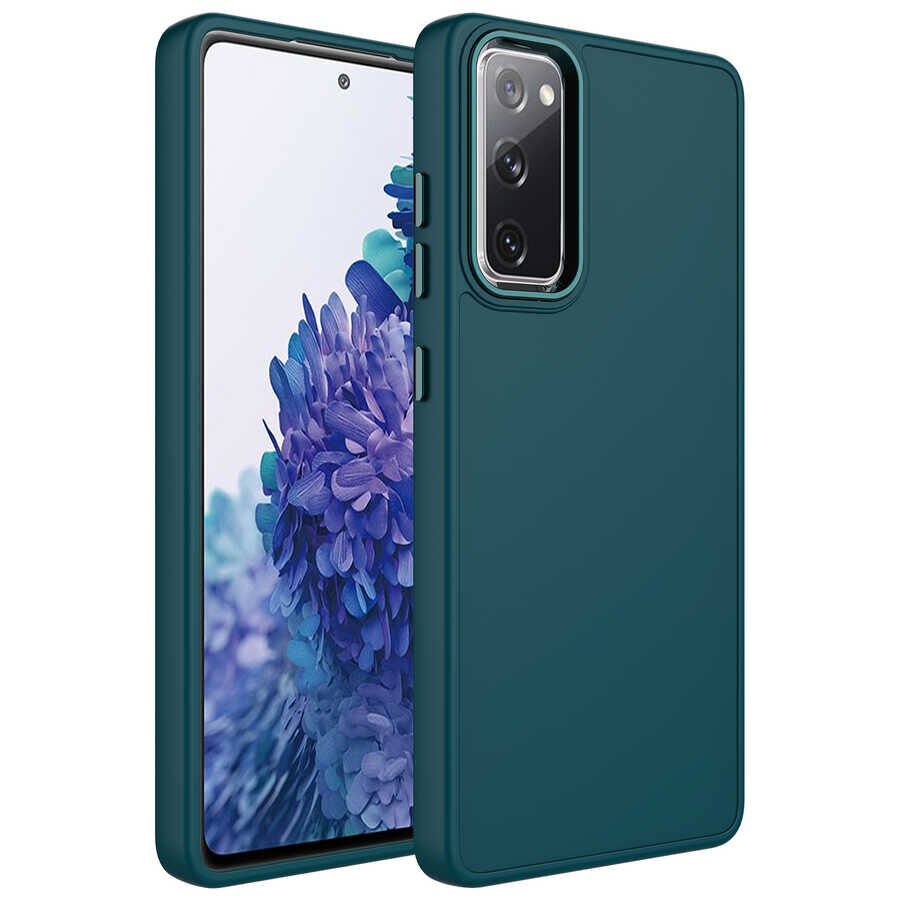 Samsung Galaxy S20 FE Kılıf Metal Çerçeve ve Buton Tasarımlı Silikon HEPTEKİLETİŞİM Luna Kapak