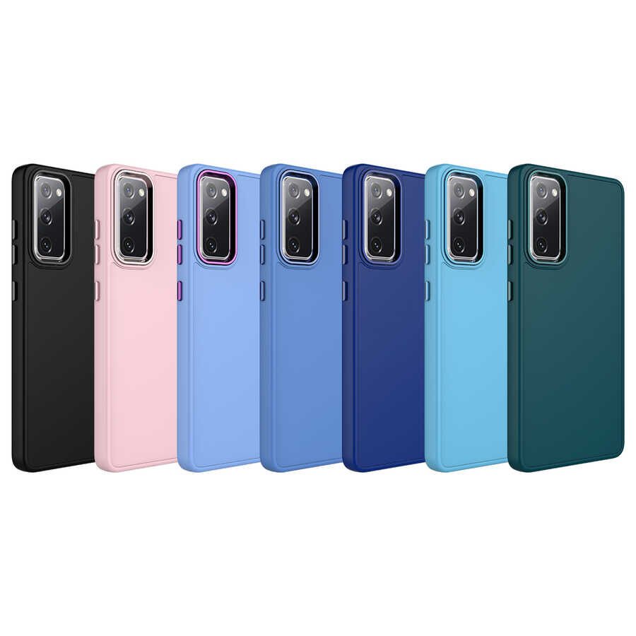 Samsung Galaxy S20 FE Kılıf Metal Çerçeve ve Buton Tasarımlı Silikon HEPTEKİLETİŞİM Luna Kapak