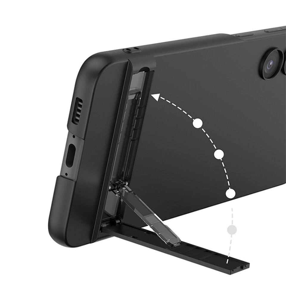 Galaxy S23 Plus Kılıf Kamera Korumalı Mat Görünümlü Ultra İnce Yapılı Standlı Kapak (Z-S-AYS) Siyah