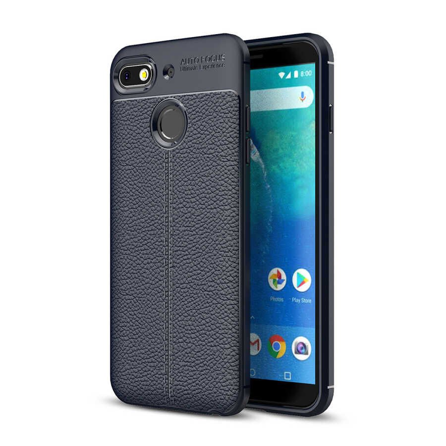 General Mobile 8 Go Kılıf Deri Görünümlü Renk Atmayan Dayanaklı Silikon Kapak (NİSS) Kırmızı