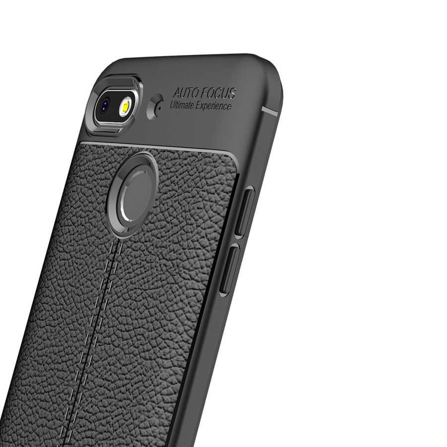 General Mobile 8 Go Kılıf Deri Görünümlü Renk Atmayan Dayanaklı Silikon Kapak (NİSS) Gri