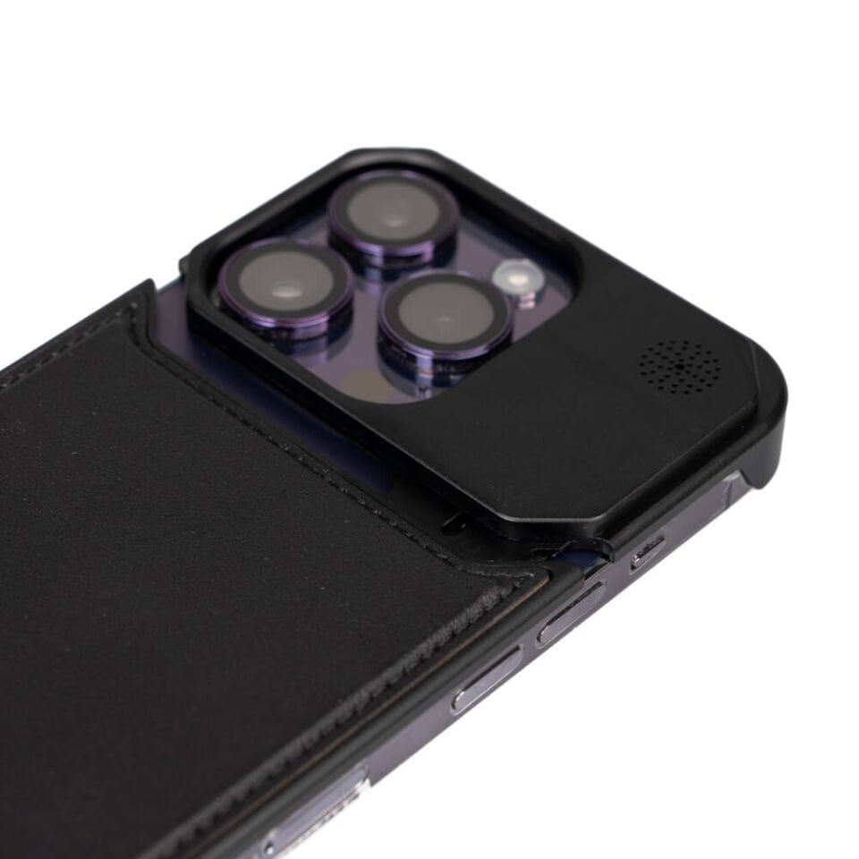 Apple iPhone 15 Pro Max Kılıf Magsafe Şarj Özellikli Mekanizmalı Koku Hazneli Kapak (Mostar) Siyah