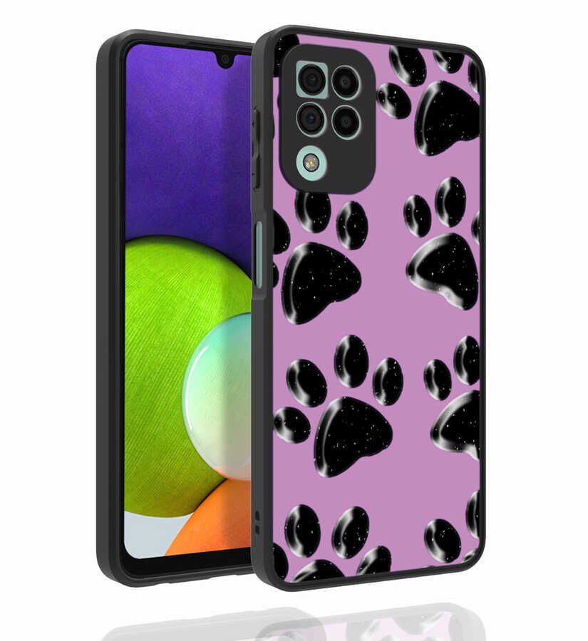 Samsung Galaxy A22 4G Kılıf Kabartmalı Kamera Korumalı Desenli Darbe Emici Renkli Kapak (Nora) NO6